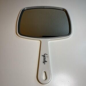 Vintage Goody Hand Mirror White Plastic Frame 11"x7.5" Vanity Beauty Accessory